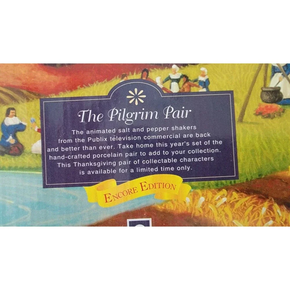 The Pilgrim Pair Publix Salt & Pepper Shaker Encore Thanksgiving 2002 NEW
